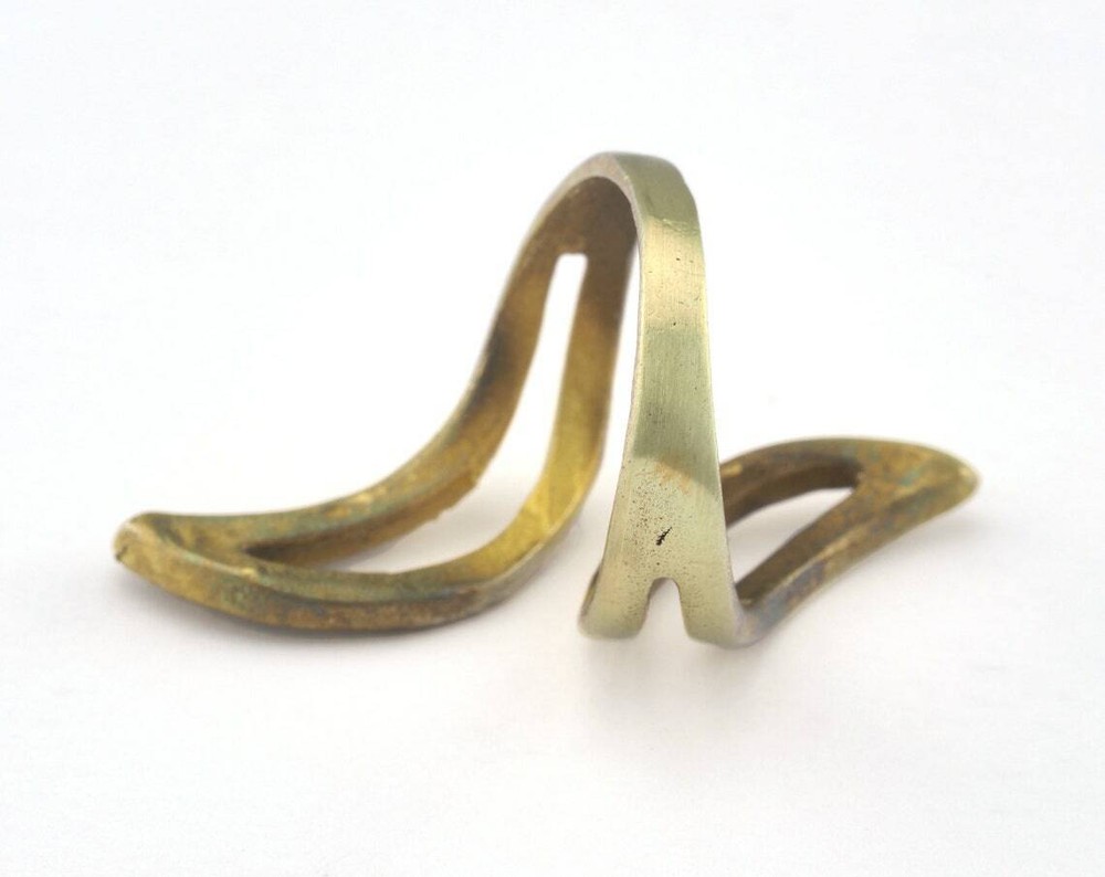 Leaf Ring Adjustable Bezel Raw brass (18mm 8US inner size - Adjustable ) 2720