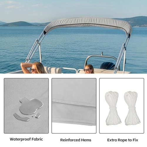 600D Oversize Replacement Bimini Top Canvas Storage Boot, 4 Bow 97"-103" W gray