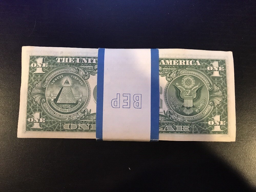 1981 One Dollar ($1) Bill Uncirculated Consecutive Sequential BEP Wrap - 1 Note