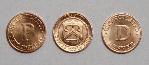 Philadelphia & Denver U.S. Mint Treasury Seal Token Set - Uncirculated in Cello