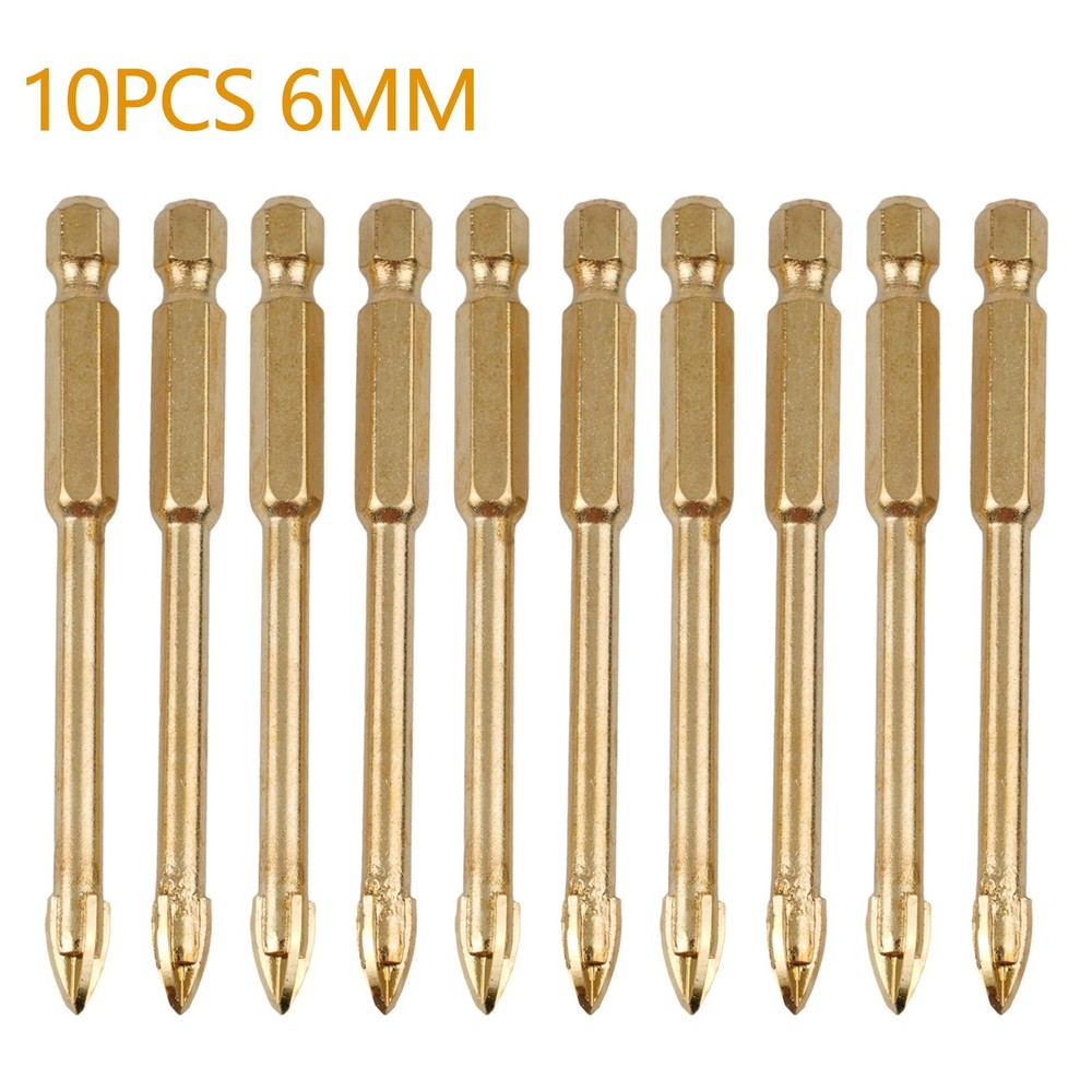 10pcs/set 6mm Drill Bits Hex Shank Kit For Titanium Ceramic Tile Marble Glass