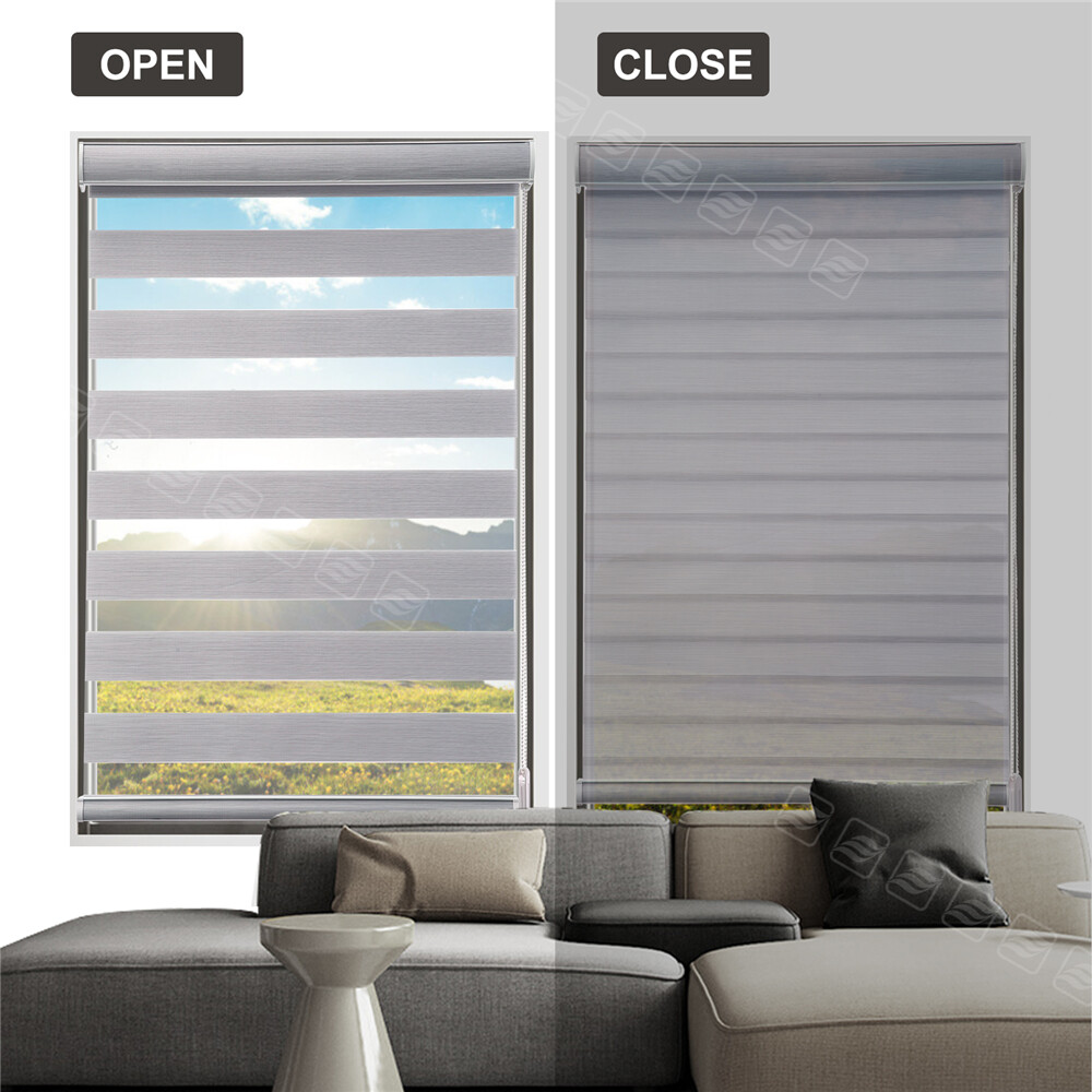Changshade Customized Size Light Filtering Dual Layer Zebra Shades Roller Blinds