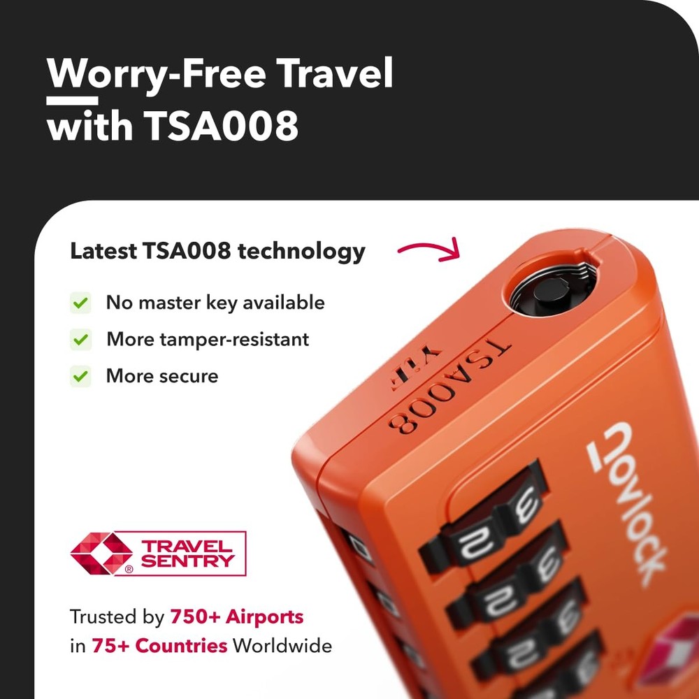 Luggage Locks TSA Approved with Inspection Indicator and Resettable 4Digit, E...