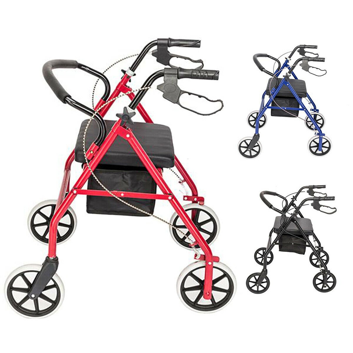 Lightweight Medical Foldable Lightweight Rollator Walker With Wheels Soft Seat