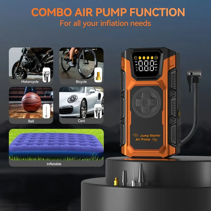 7000A Car Jump Starter With Air Compressor Pack Booster 12V Power Bank With Case