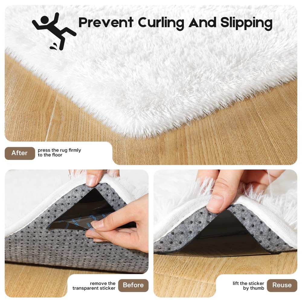 Mhyup 2x3 Cream White Rugs for Bedroom 2' x 3' (Rectangular),