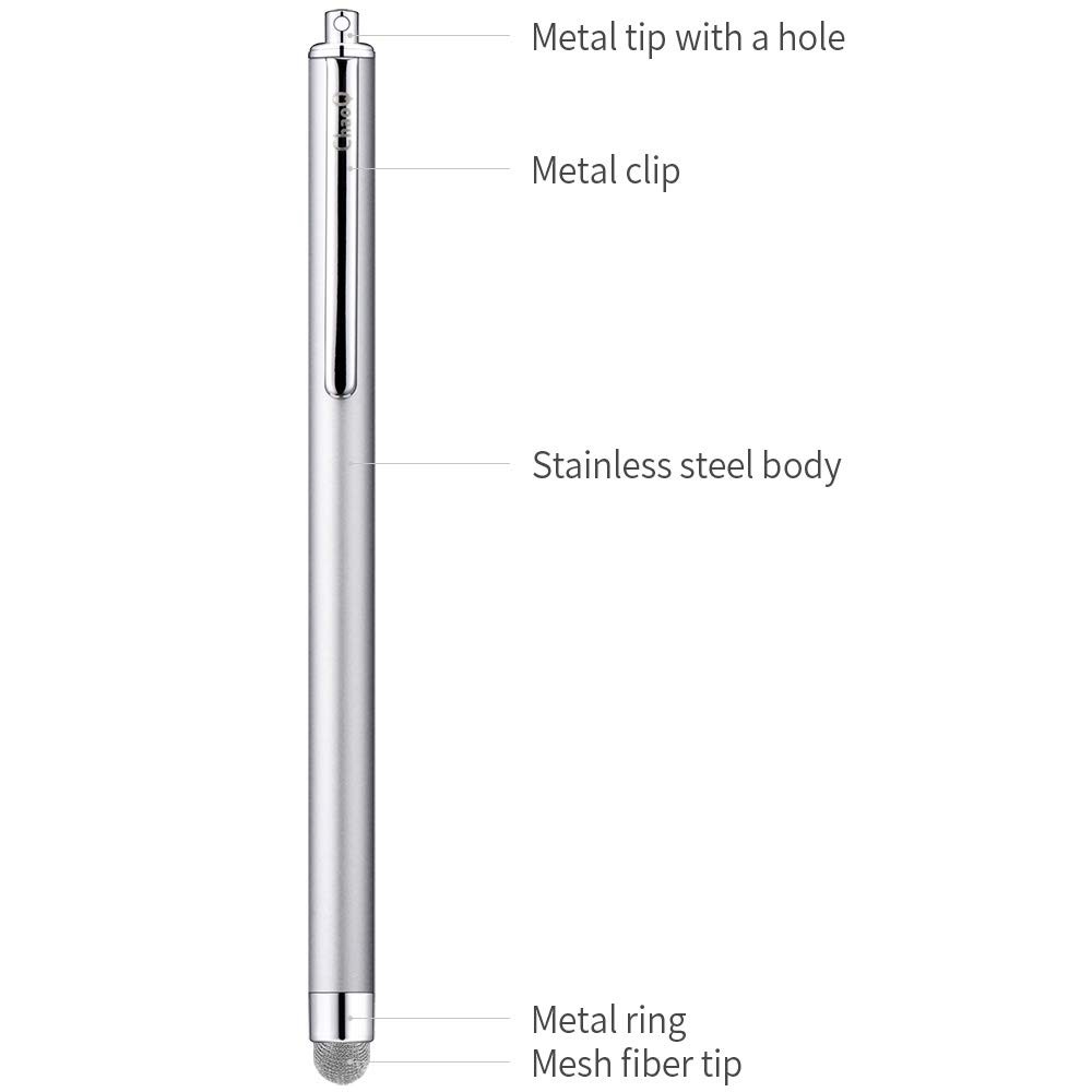 Stylus Pens Capacitive 6-Pack with 6 Replaceable Mesh Tips Black White Pink