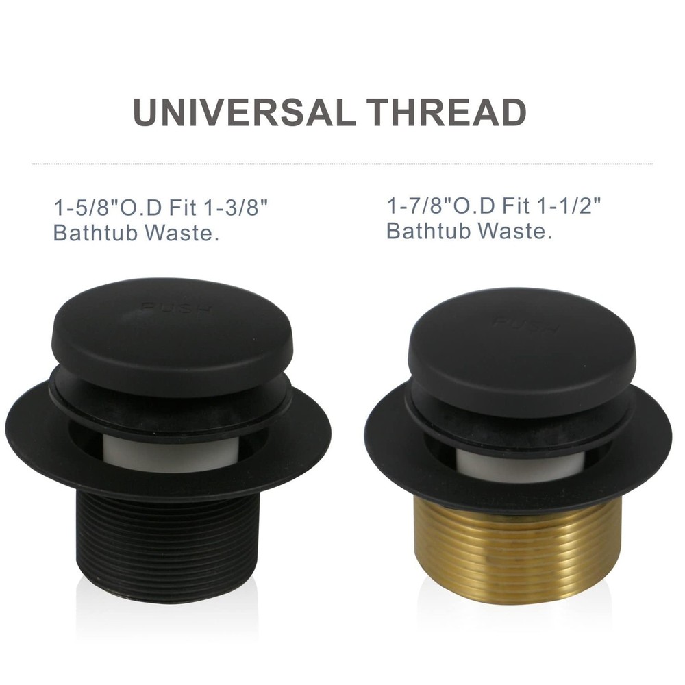 Black Tub Drain Tip-Toe Trim Set Conversion Kit Assembly, Hidrop