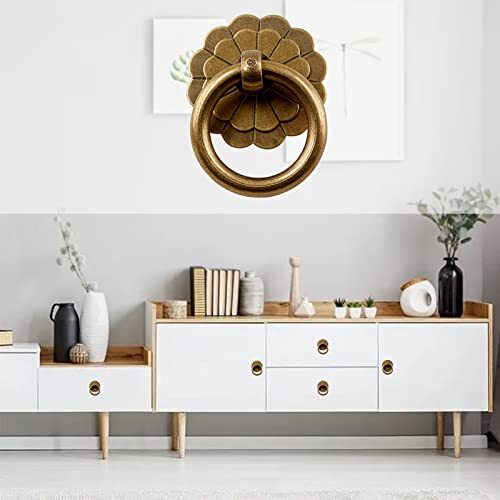 6Pcs Antique Brass Pulls Vintage Cabinet Small Pulls Knobs Handles for Drawer...