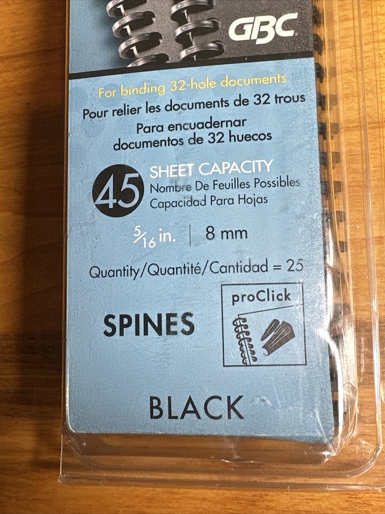 ProClick Modular Binding System Black Spines 5/16” 25 spines in package NEW