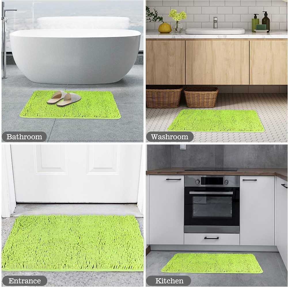 Yeaban Lime Green Bathroom Rugs – Thick 1'5" x 2' (Rectangular),