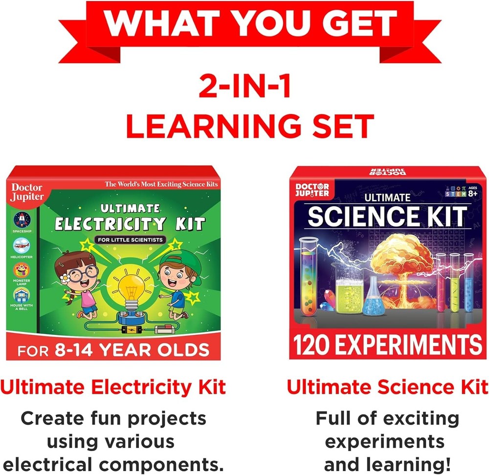 STEM Learning Science Kit for Boys 8-14 | 120 Experiments & Electricity Projects