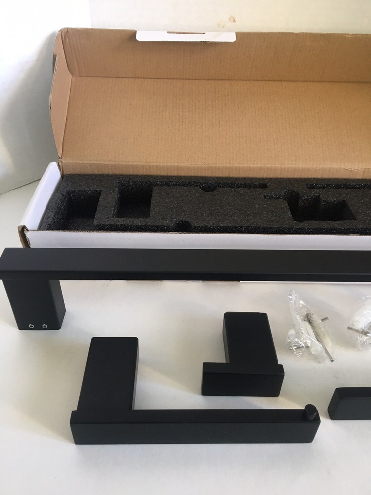 Matte Black Bathroom Hardware 4 Piece Set New