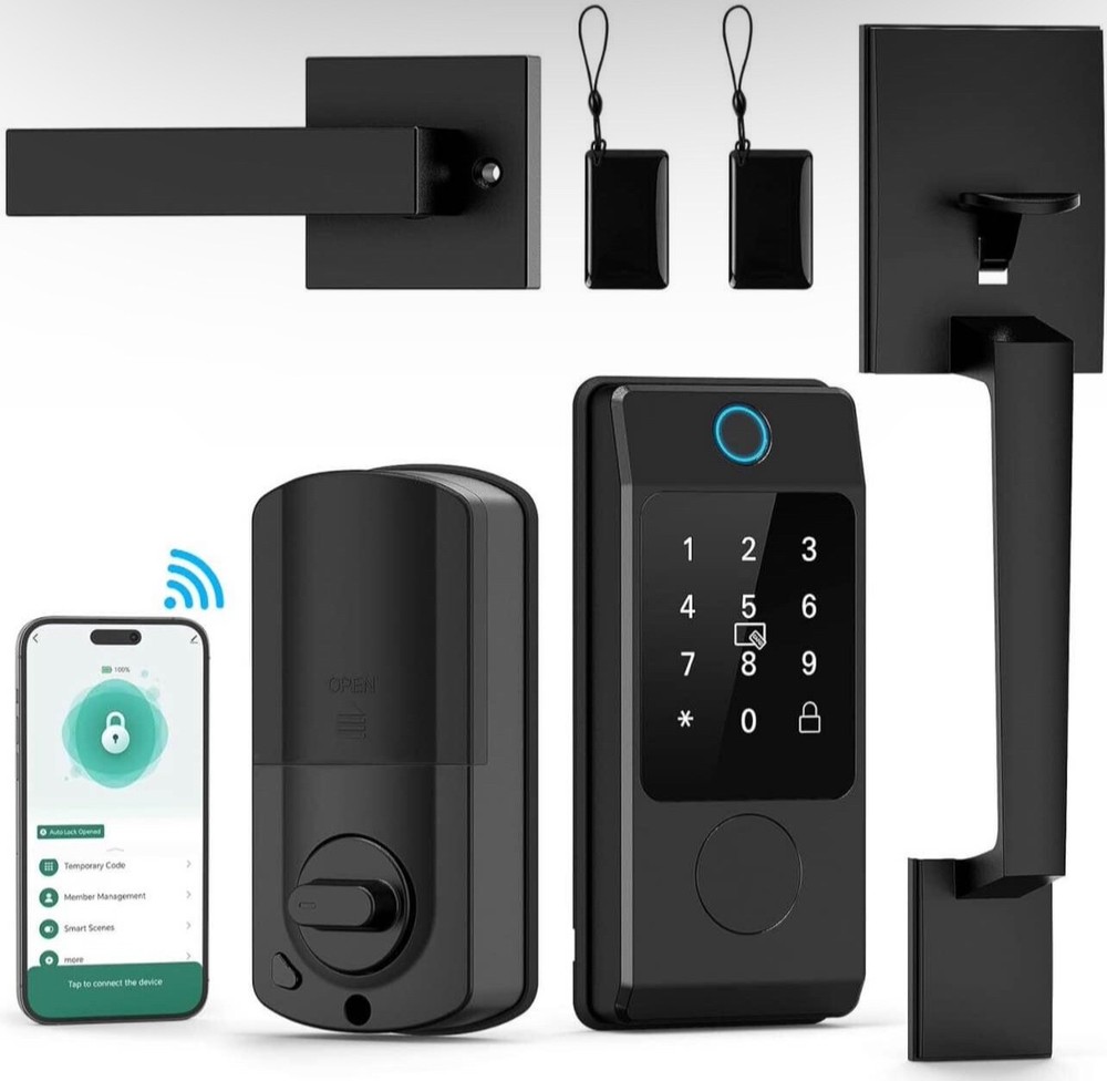 WiFi Smart Lock for Front Door, Keypad Door Handle Set with App Control
