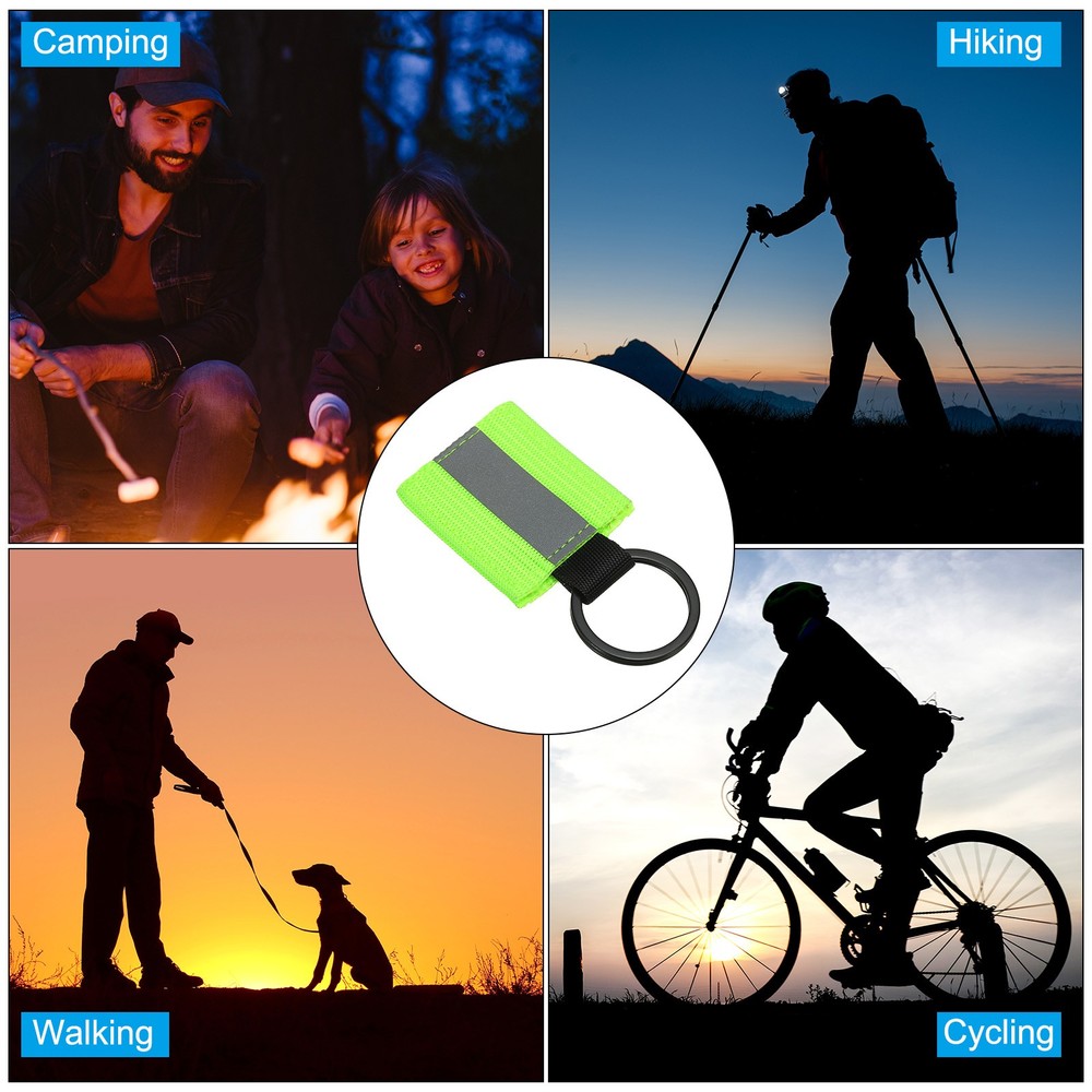 4 Pcs Reflective Keychain Tags, Reflective Zipper Pulls, Green