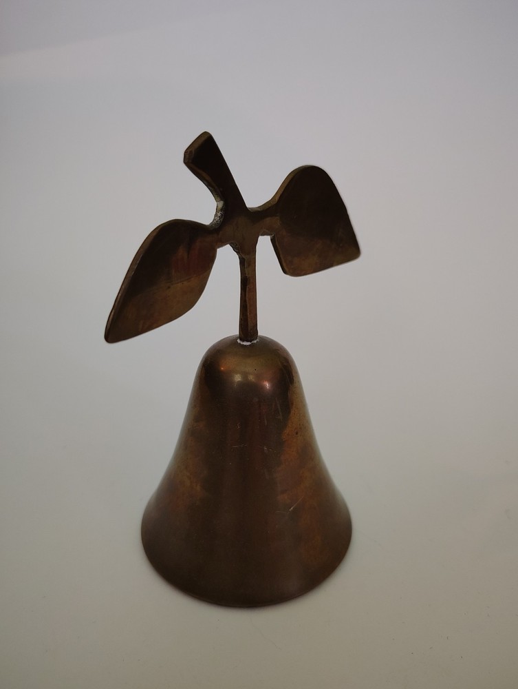 Vintage Brass Bell With Leaf Handle 5"