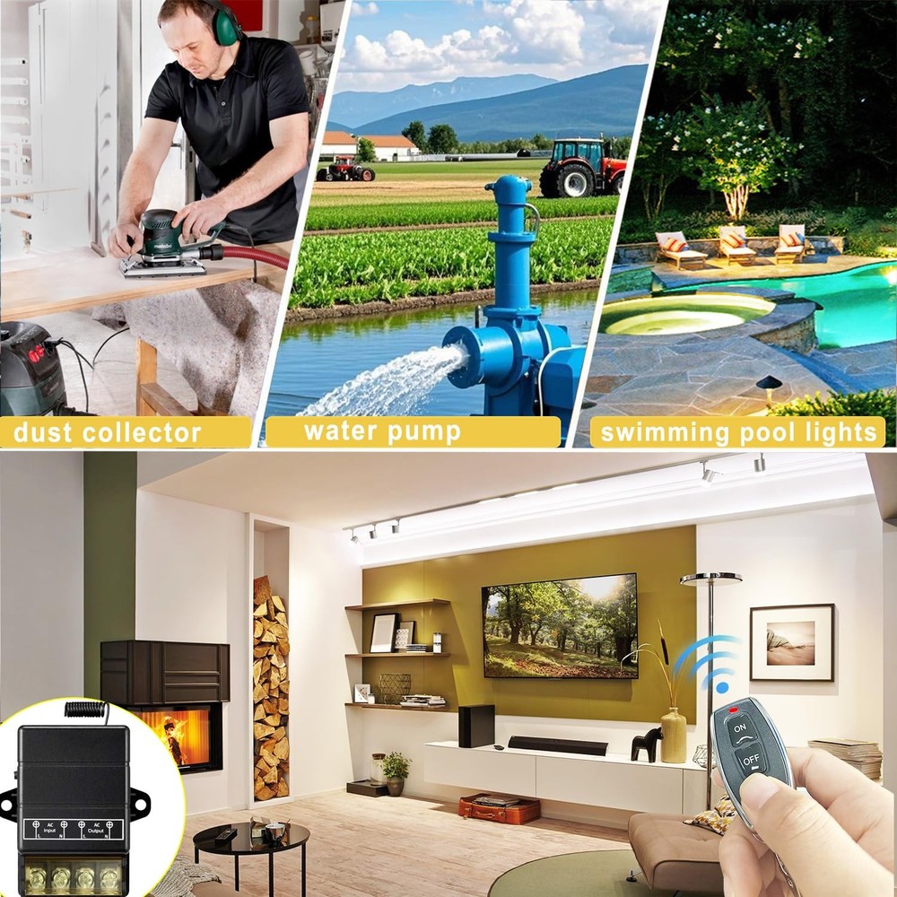 Wireless Remote Switch 110V for Household Appliances, 328ft Range
