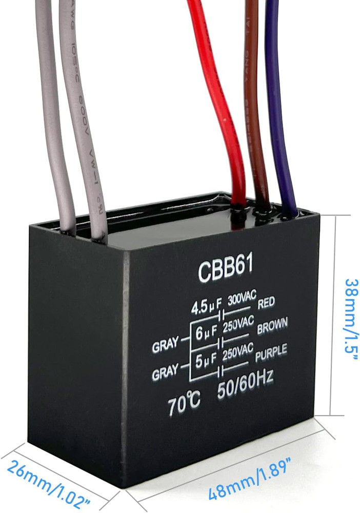Ceiling Fan Pull Chain Switch 3 Speed 4 Wire, Ceiling Fan Capacitor CBB61 4.5uf