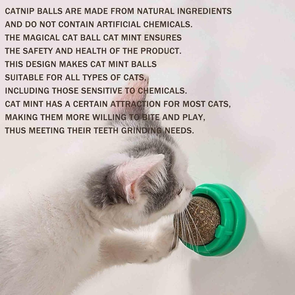 6 PCS Catnip Balls - Roller That Stick On Wall Green