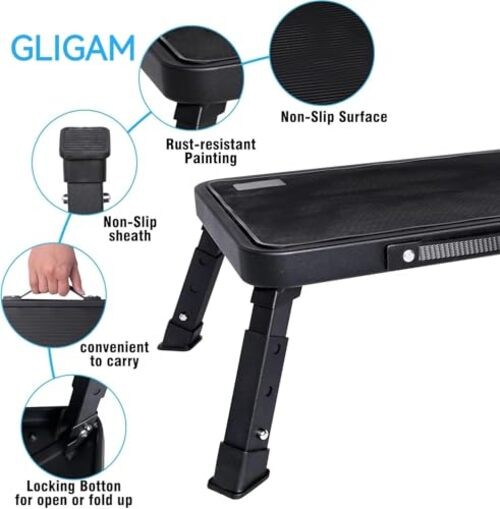 Step Stool, Adjustable Folding Step Stools for Adults and Seniors, Black