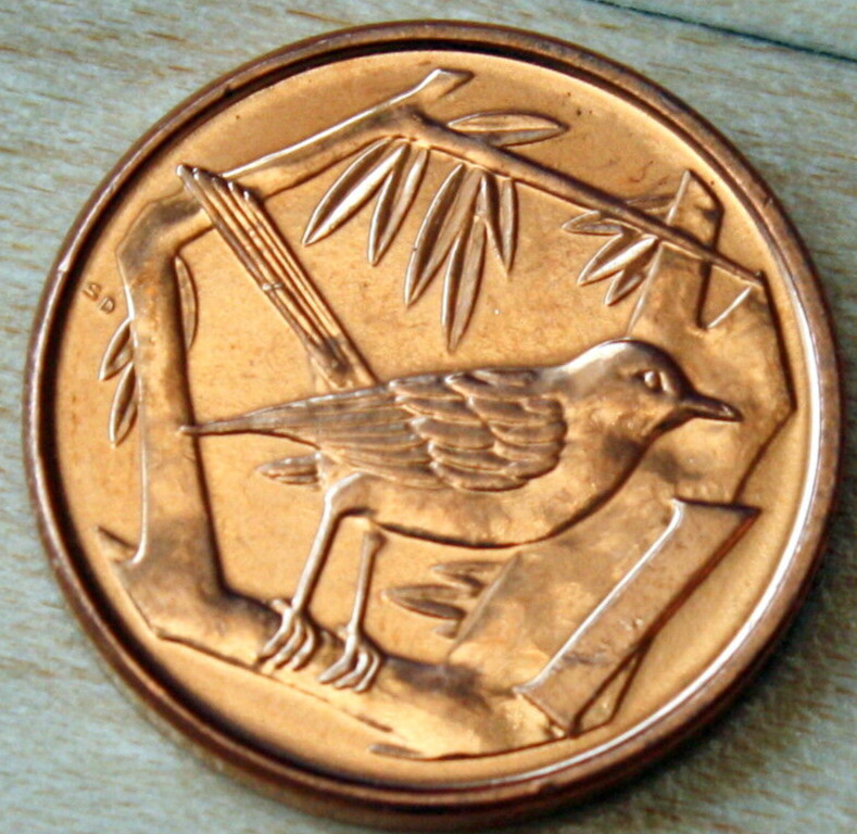 2002 Cayman Islands 1 Cent Unc. Grand Cayman Thrush