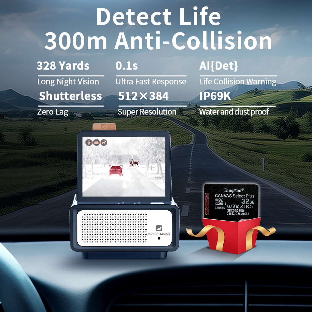 NV300 Thermal Imaging Dash Camera AI powered 32G Card Loop Record Anti-glare