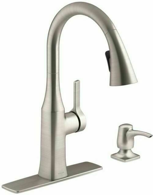 KOHLER Rubicon Single-Handle Pull-Down Sprayer Kitchen Faucet, Vibrant Stainless