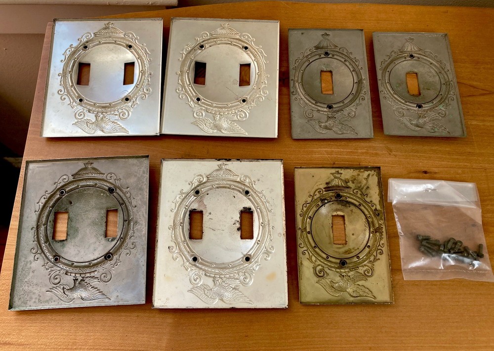 Vintage Eagle Embossed Aluminum Double & Single Light Switch Cover Plates (7)