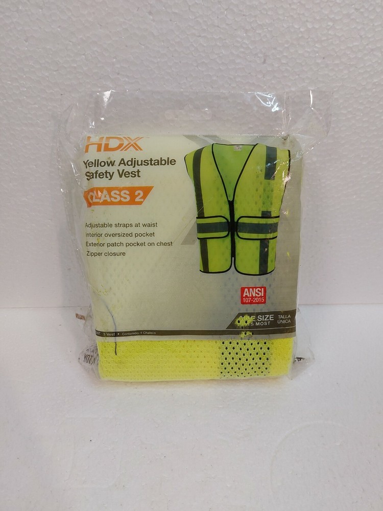 HDX Yellow Adjustable Safety Vest Class 2 ANSI