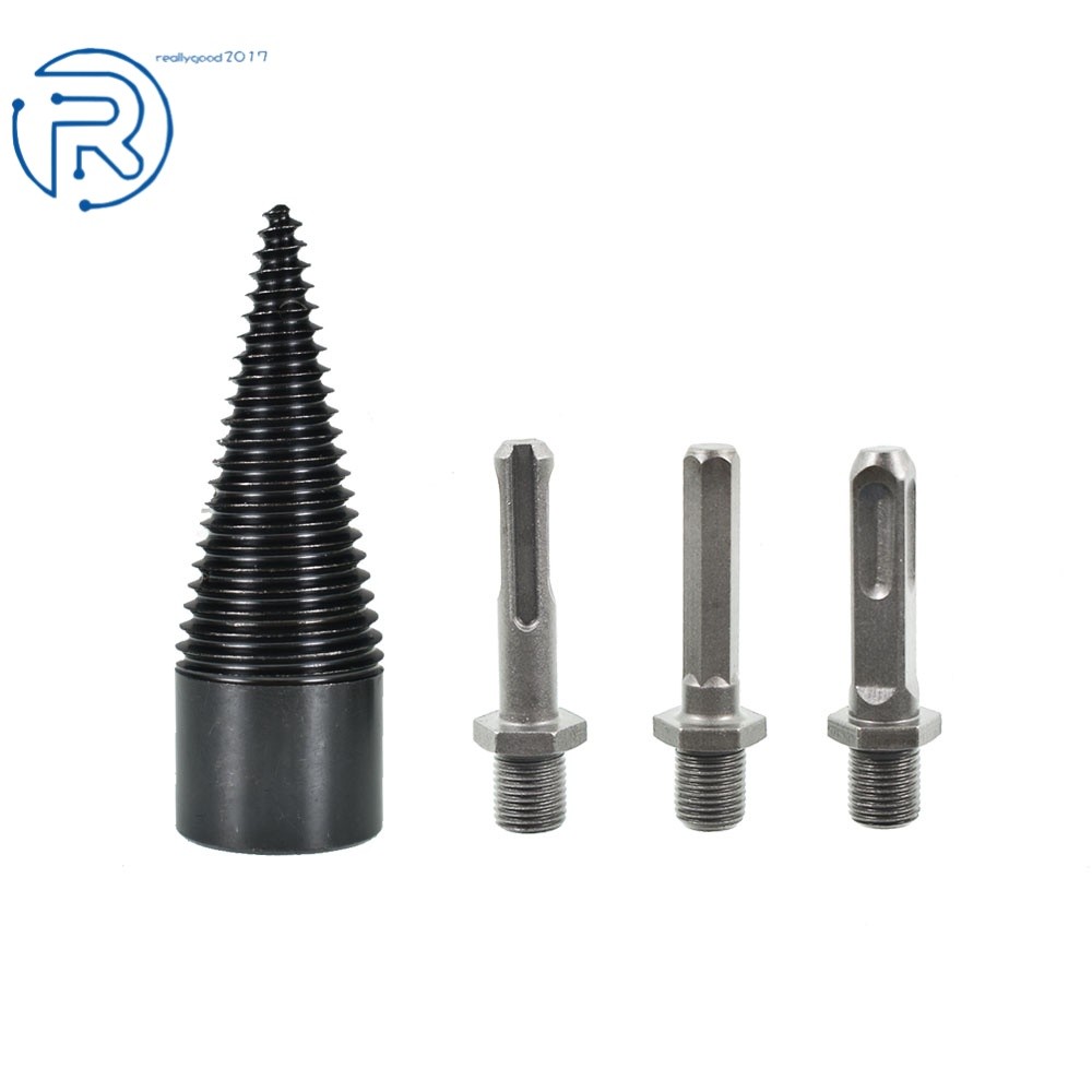 3pcs Removable hex+Square+Round 32mm Firewood Log Splitter Drill Bit Set,