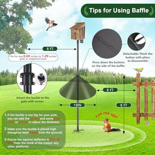 19 Inch Squirrel Baffle Pack for Bird Feeder Pole Squirrel Guards for 2 Black
