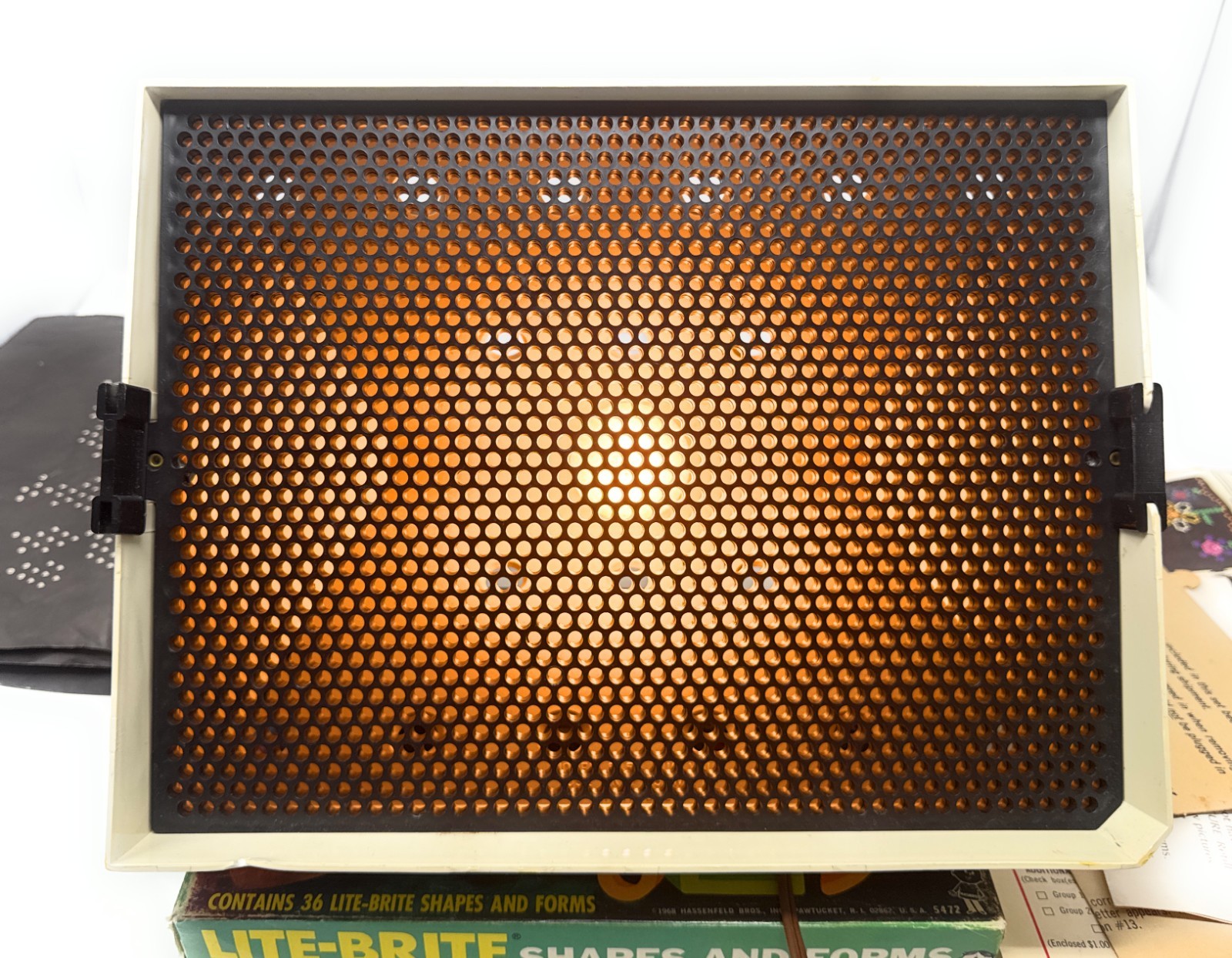 Vintage 1967 5455 Lite-brite Hasbro In Box W/ Pegs Papers Shapes Forms Kit