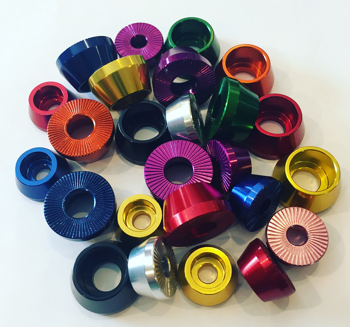 BMX, BICYCLE, VOLCANO WASHERS for Cap Head screws, 6mm, 10mm (3/8") - COLORS