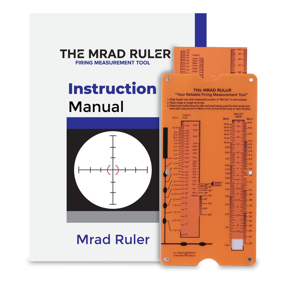 Value Plus Mrad Ruler - Long Range Shooting Slide Rule Calculator Dark Orange