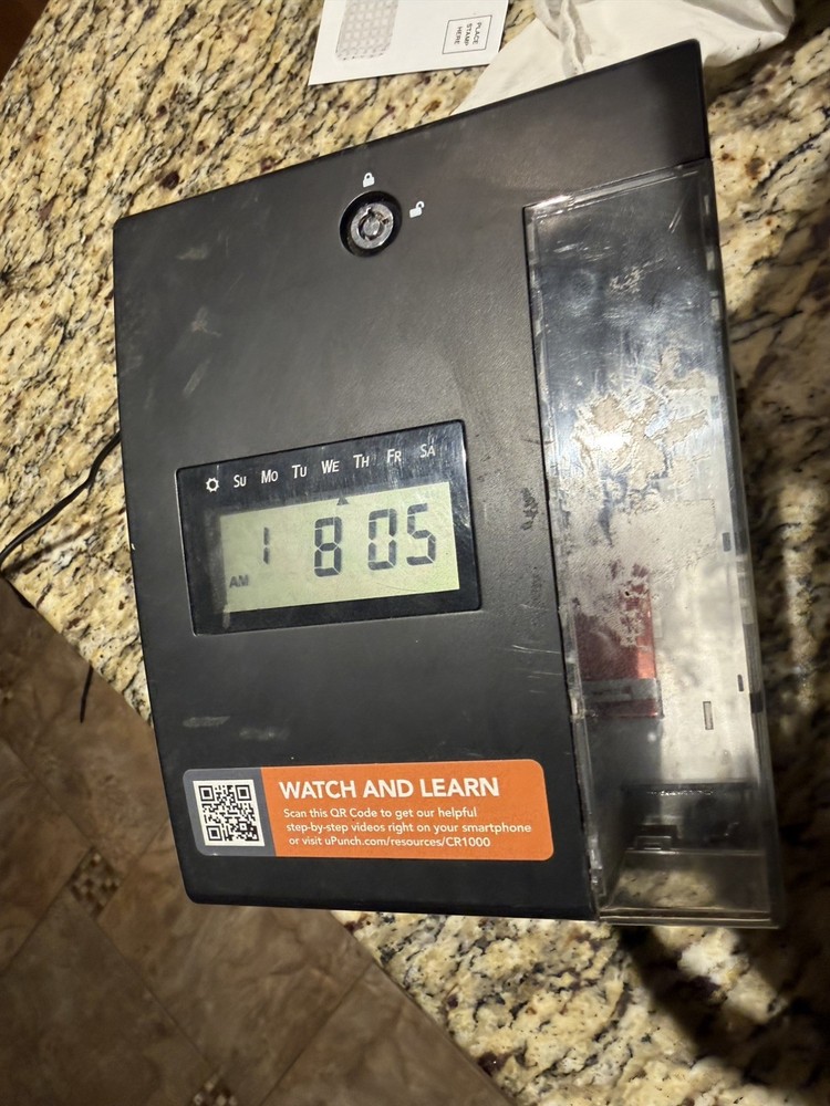 uPunch CR1000 Digital Time Clock and Date Stamp / No Key
