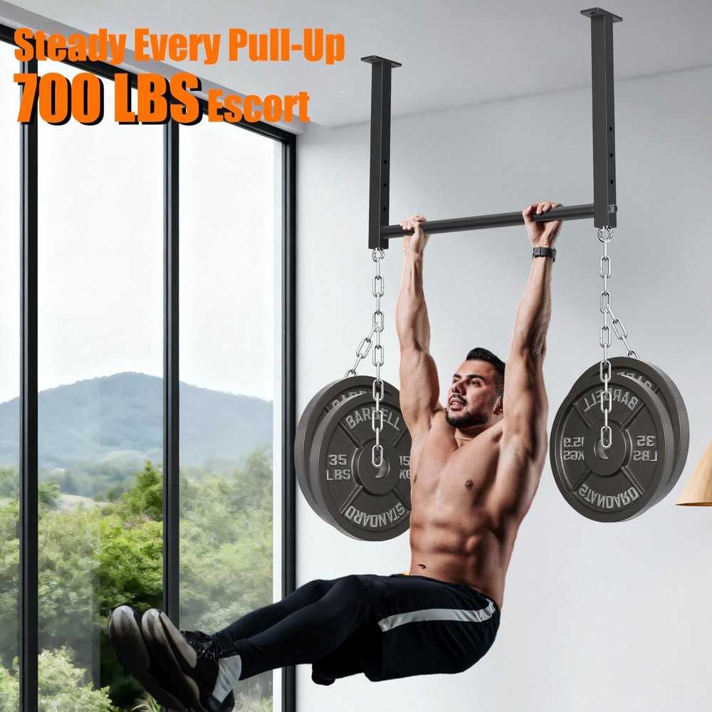 Ceiling Mounted Pull Up Bar, 700 LBS Heavy Duty 4 Adjustable Pull Up Bar, 24"...