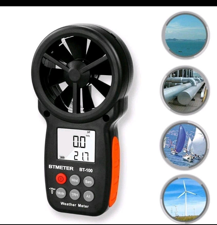 BTMETER BT-100 • Digital Handheld Pro Anemometer • 0.3-30m/s Wind Speed Range