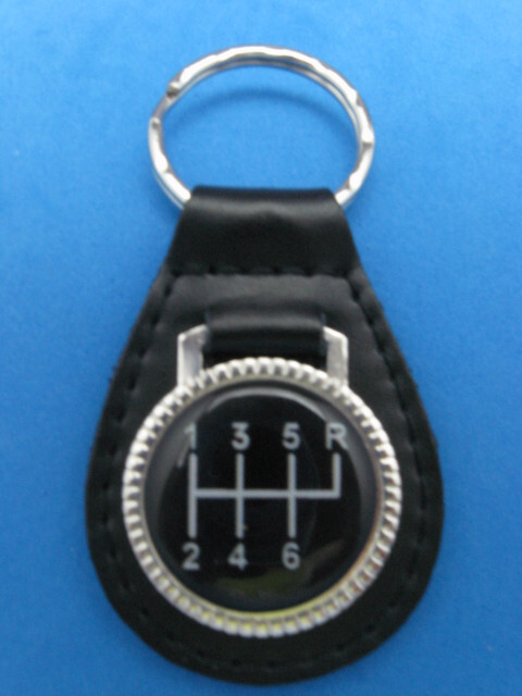 6 SPEED PATTERN BLACK LEATHER KEYRING KEYFOB BLACK #504