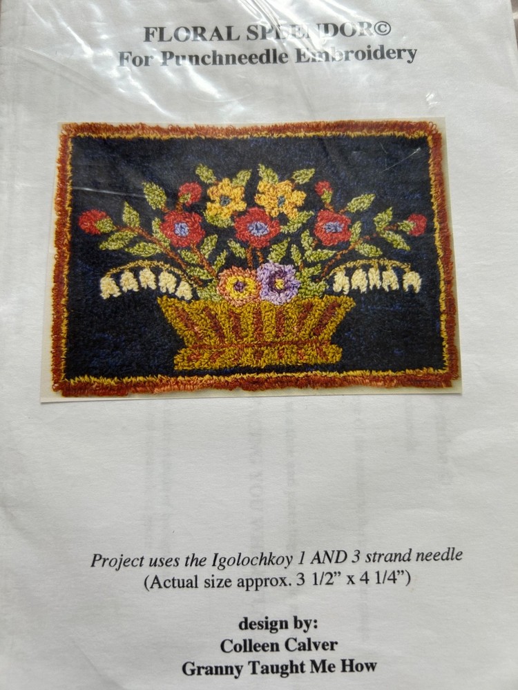 PRIMITIVE PUNCHNEEDLE  EMBROIDERY PATTERN, CRAFTS, PUNCH NEEDLE FLOWER