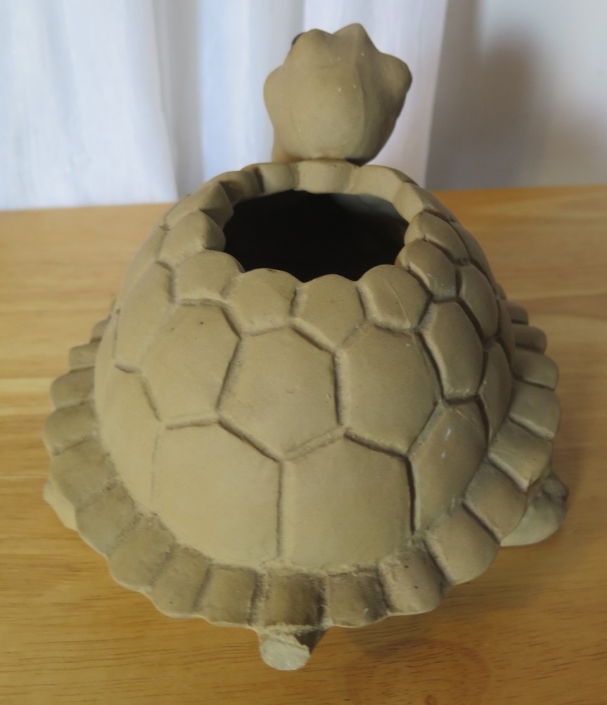 Vintage Anthony ceramic turtle planter Freeman Pottery signed numbered 406