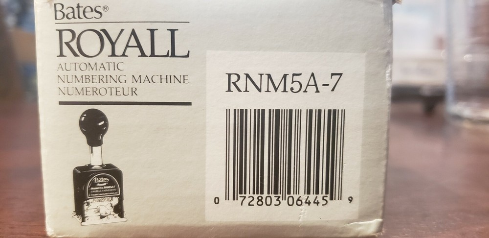 Bates Royall Automatic Numbering Machine Model RNM5A-7