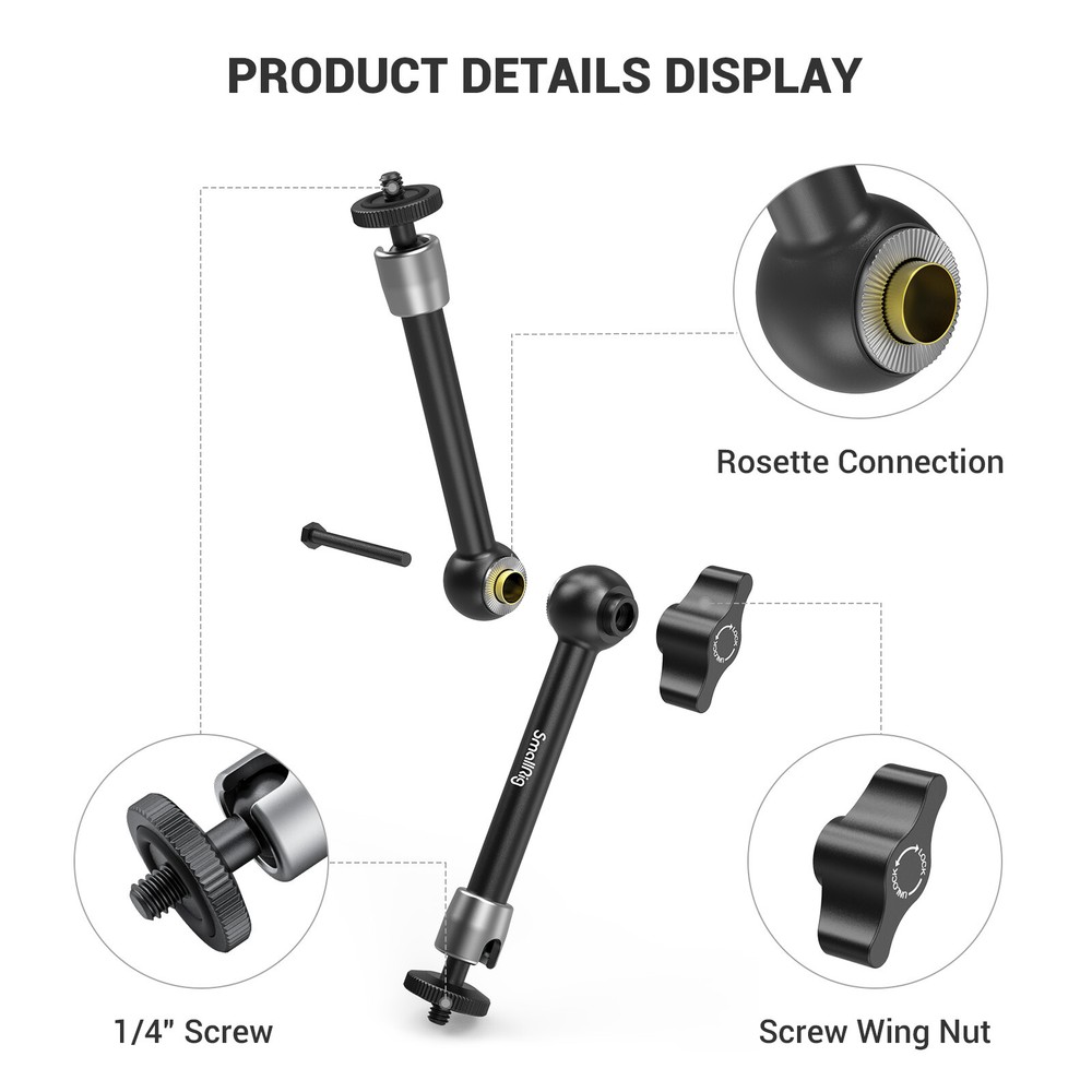 SmallRig Adjustable Articulating Magic Arm Ball Head Camera Mount for LCD Lights