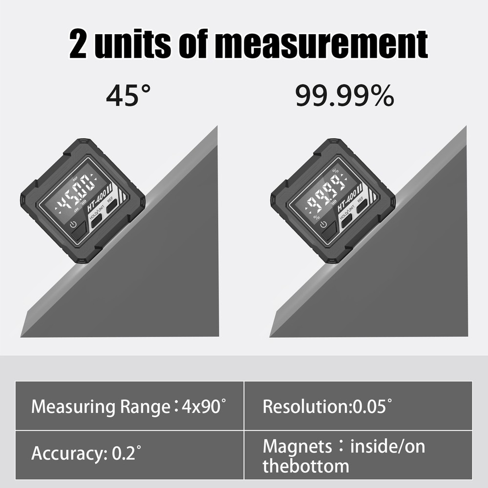 1-Digital Angle Finder Protractor Backlight Display Magnetic Base 0-360°