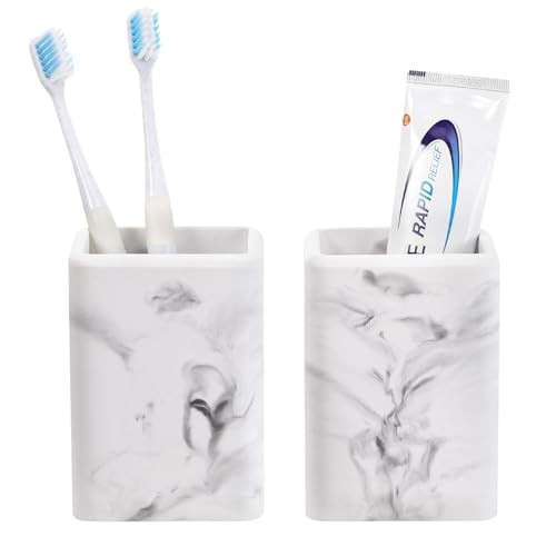 Toothbrush Holders 2 Pack, Fast Drying Toothbrush Holders for 2 PCS Marble