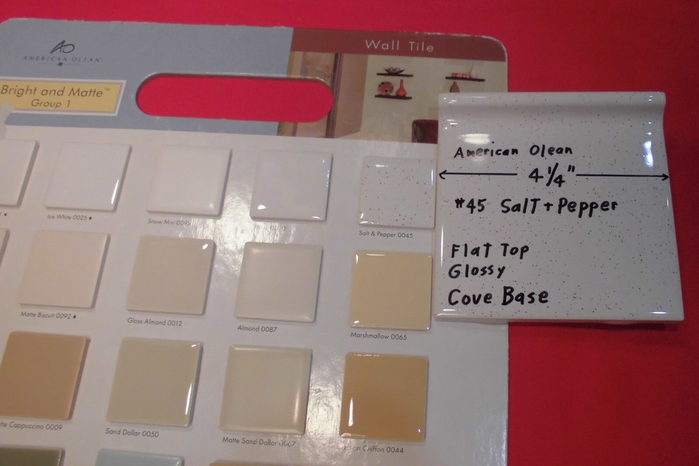 1 pc. Salt & Pepper: stack-on-top Cove/Base Ceramic Tile; 4-1/4" American Olean