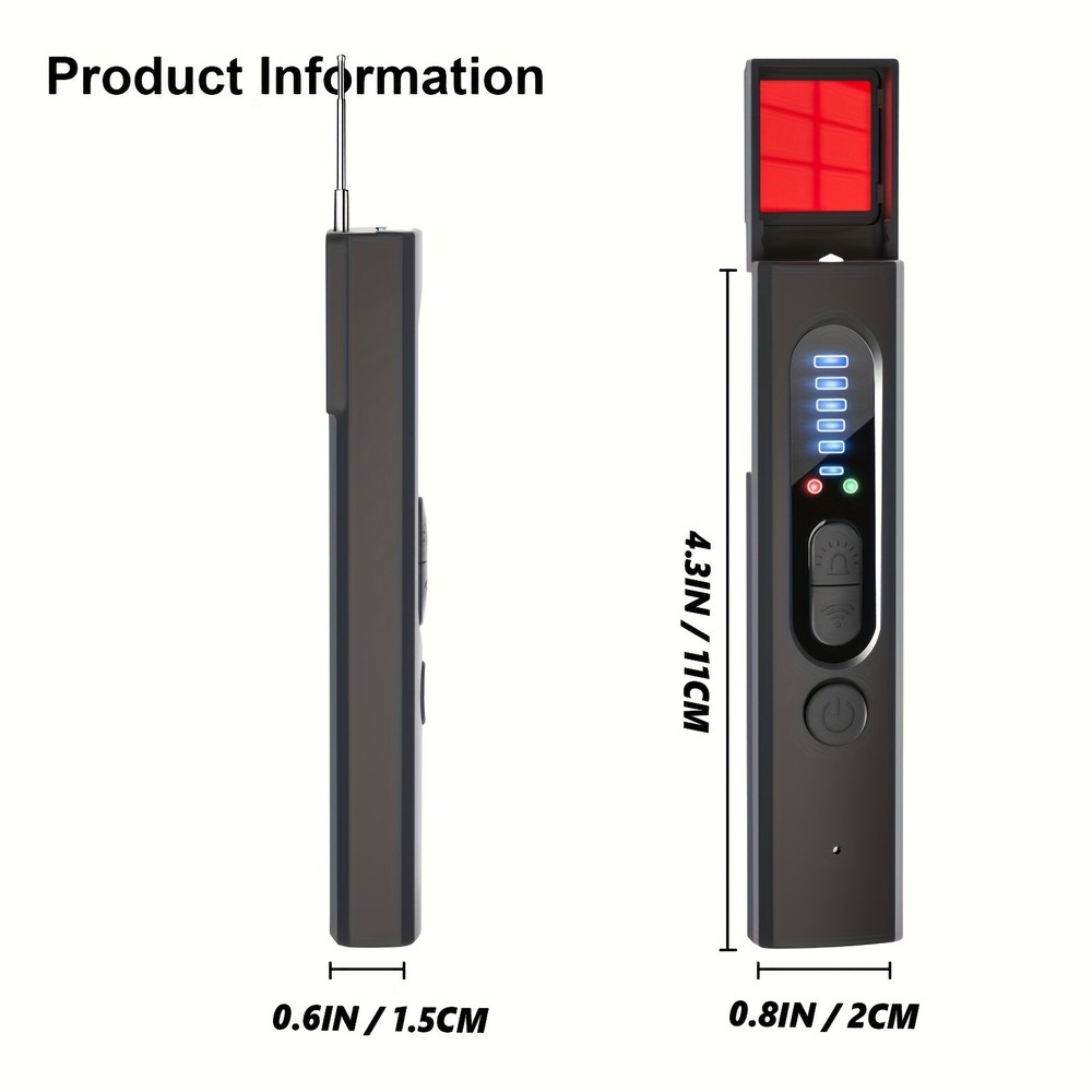 Hidden Camera Detector Anti-Spy Camera Detector GPS Tracker Finder Scanner Black