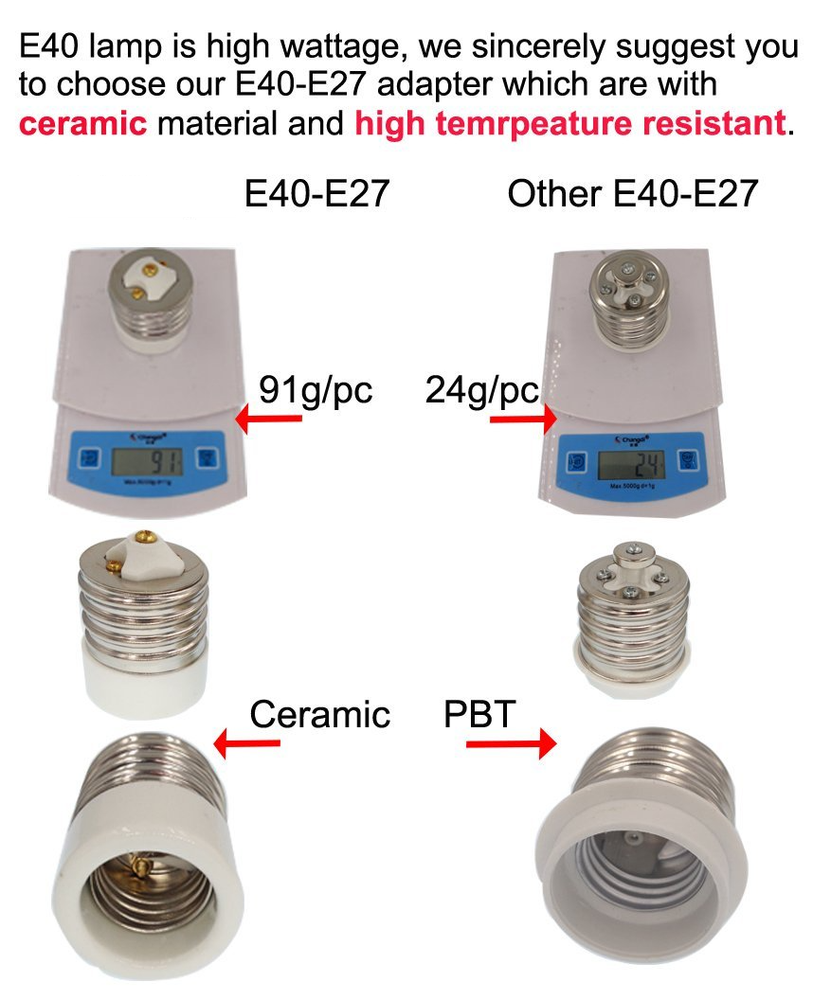 Mogul (E39) to Medium (E26) Socket Adapter Converter For Antique Lamp Socket