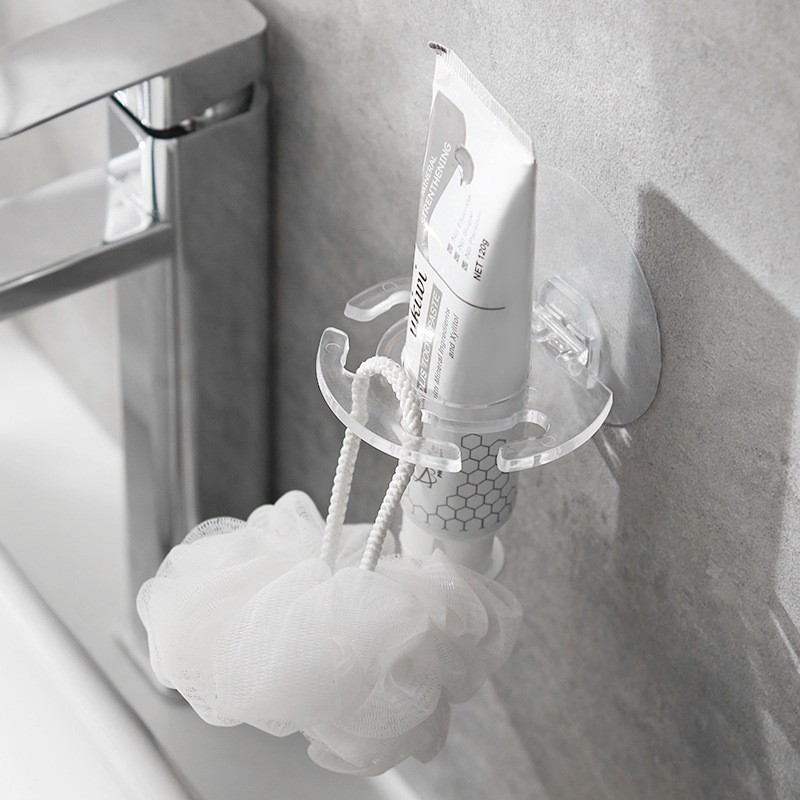 1* Self-adhesive Transparent Toothbrush Holder Wall Mount Toothpaste Rack