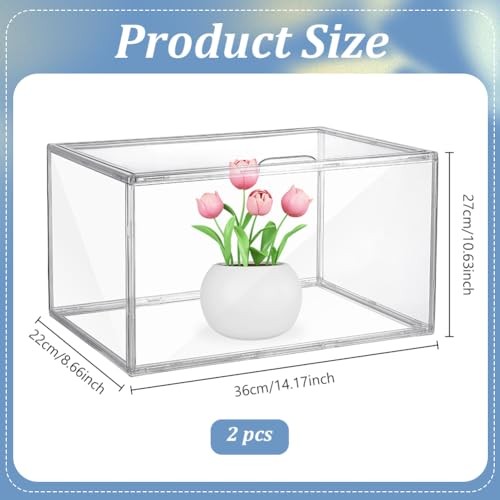 2 Pcs Clear Acrylic Display Case, 36x22x27cm Rectangle Display Cabinet Cube