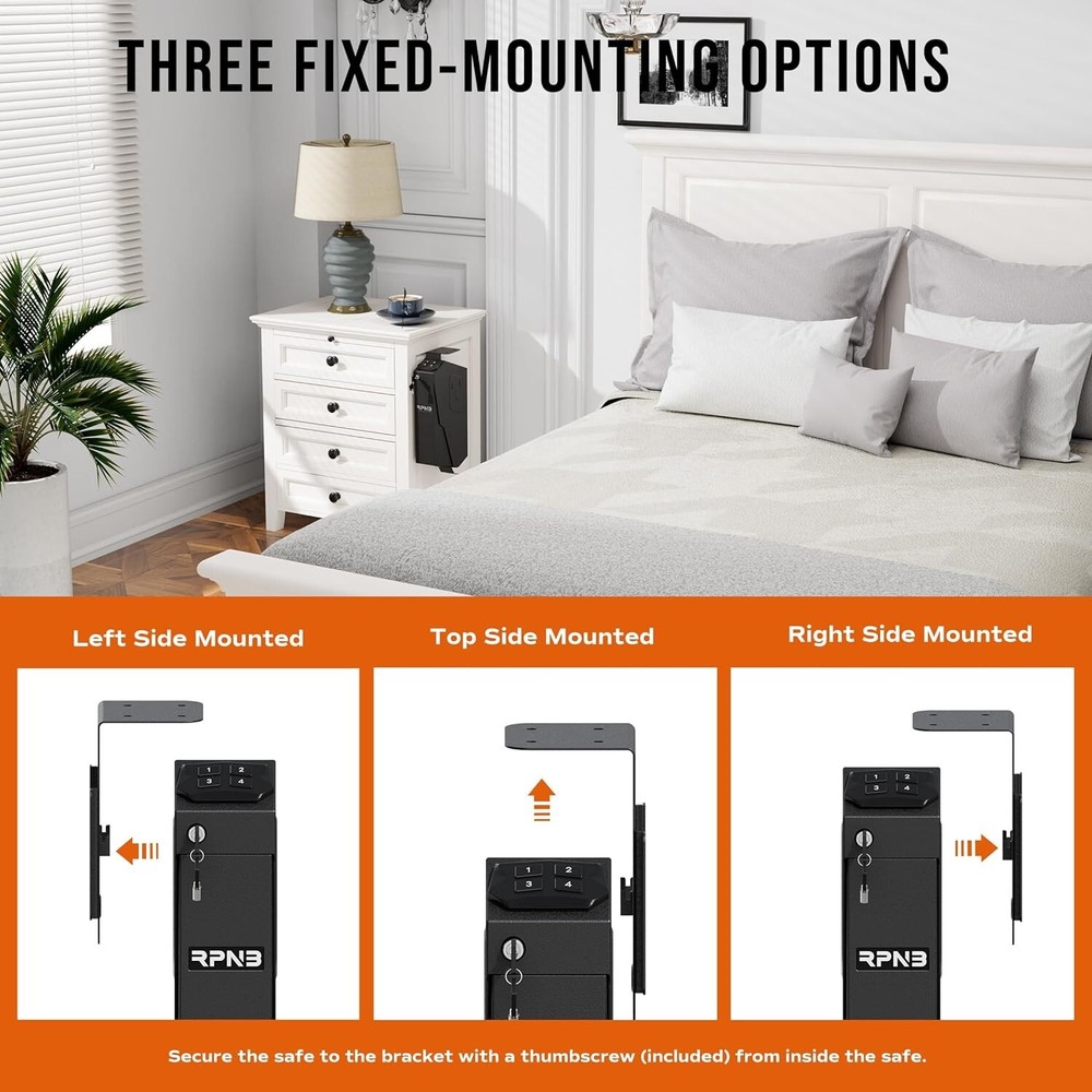 Slim Vertical Handgun Safe - Mountable, Quick Access, Biometric or Keypad Lock